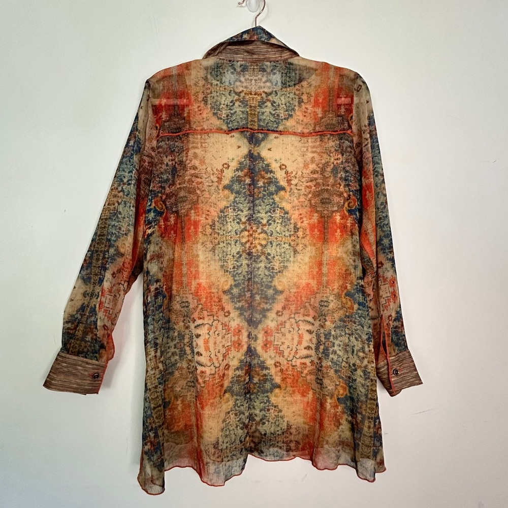 SOFT SURROUNDINGS Golden Tapestry Safra Shirt Sheer Tunic SZ M - Picture 10 of 10